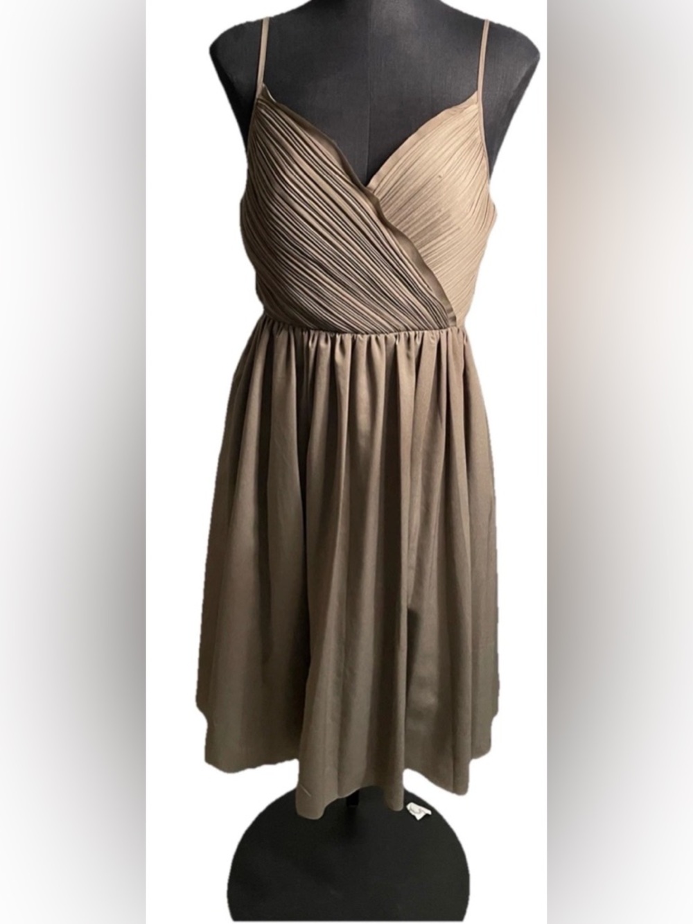 Banana Republic One-Shoulder Pleated Midi Dress in Taupe